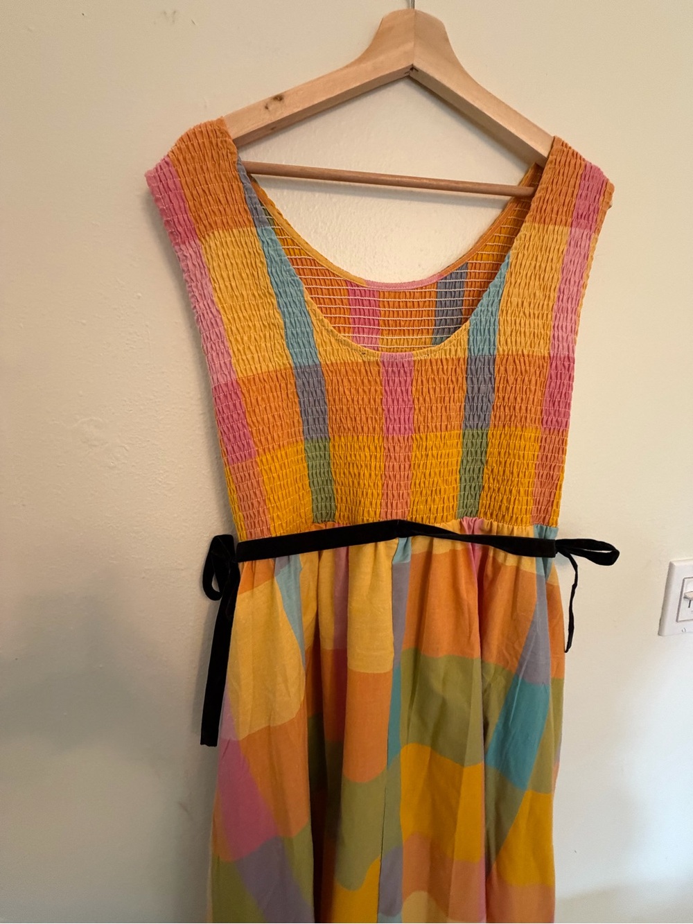 Colorblock Plaid Sleeveless Midi Dress with Black Tie ace + jig like - Picture 4 of 7